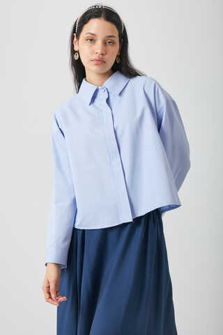 Oversize Kısa Gömlek Bebe Mavisi - 6