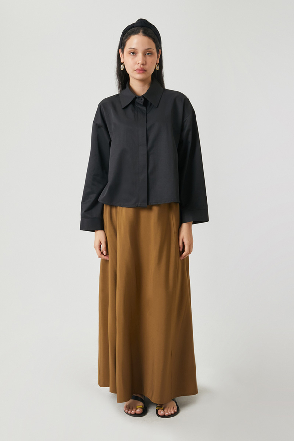 Oversize Kısa Gömlek Siyah - 3