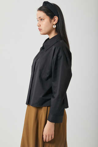 Oversize Kısa Gömlek Siyah - 11
