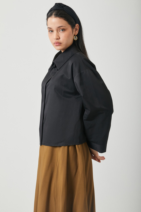 Oversize Kısa Gömlek Siyah - 13