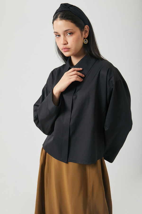 Oversize Kısa Gömlek Siyah - 8