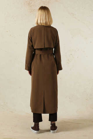 Oversize Kruvaze Trençkot Kahverengi - 6