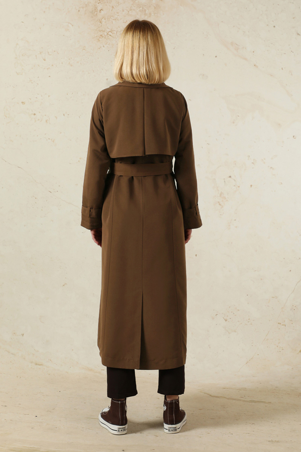 Oversize Kruvaze Trençkot Kahverengi - 6