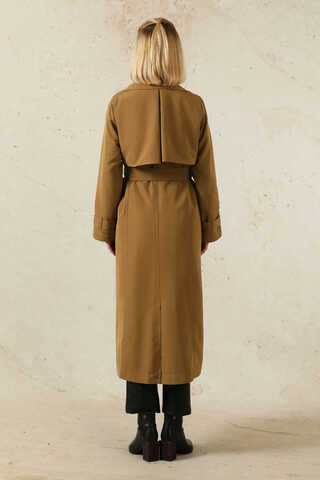 Oversize Kruvaze Trençkot Taba - 5