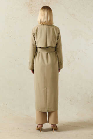 Oversize Kruvaze Trençkot Taş - 6