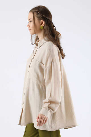 Oversize Müslin Gömlek Kemik - 3