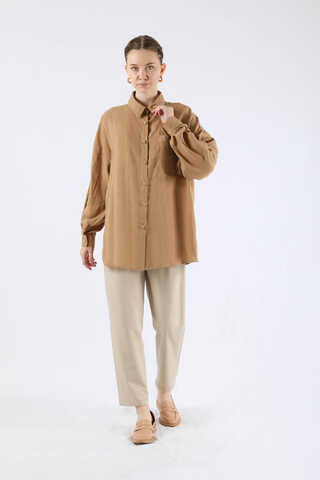Oversize Muslin Shirt Camel - 1