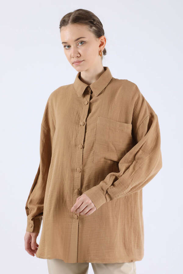 Oversize Muslin Shirt Camel - 2