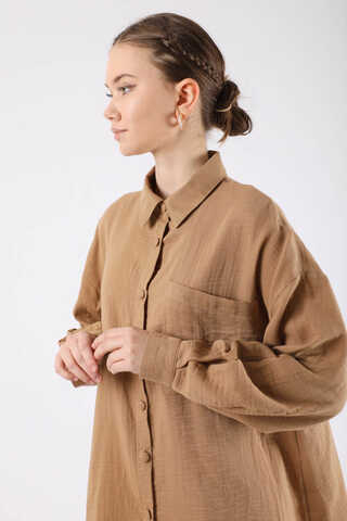 Oversize Muslin Shirt Camel - 3