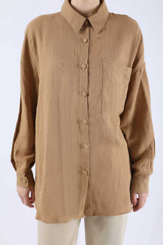 Oversize Muslin Shirt Camel - 4