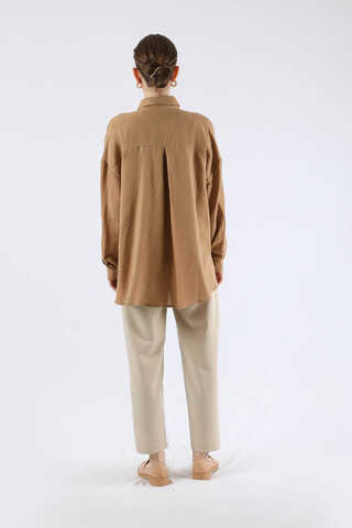 Oversize Muslin Shirt Camel - 5