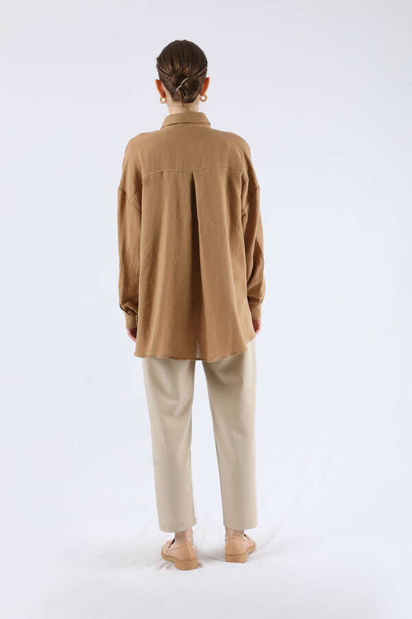 Oversize Muslin Shirt Camel - 5