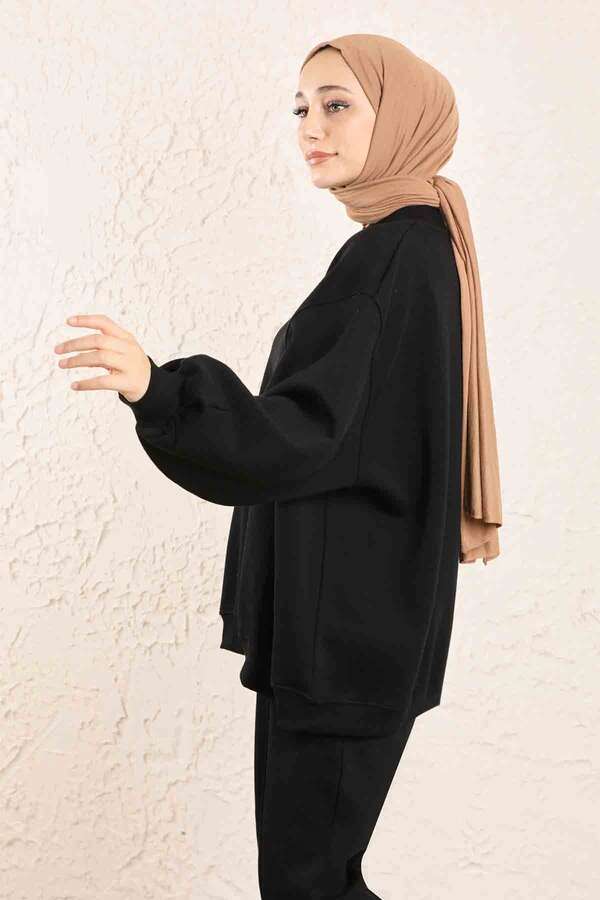 Oversize Plain Sweat Black - 3
