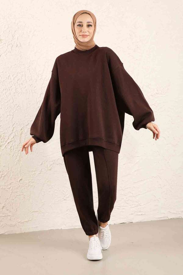 Oversize Plain Sweat Brown - 2