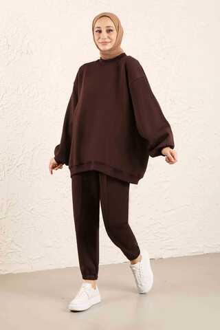 Oversize Plain Sweat Brown - 3