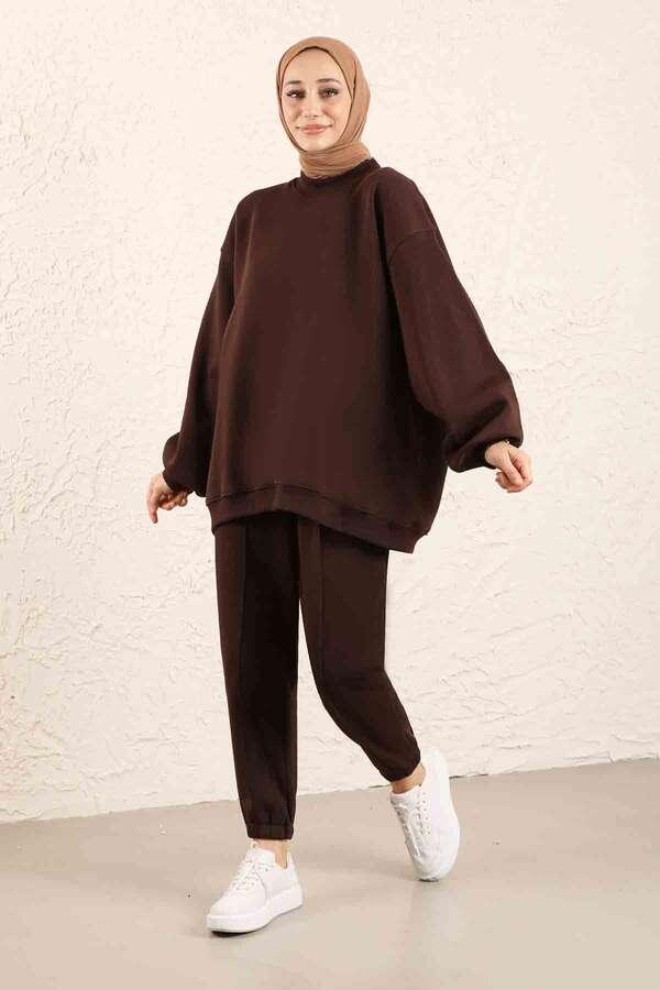 Oversize Plain Sweat Brown - 3