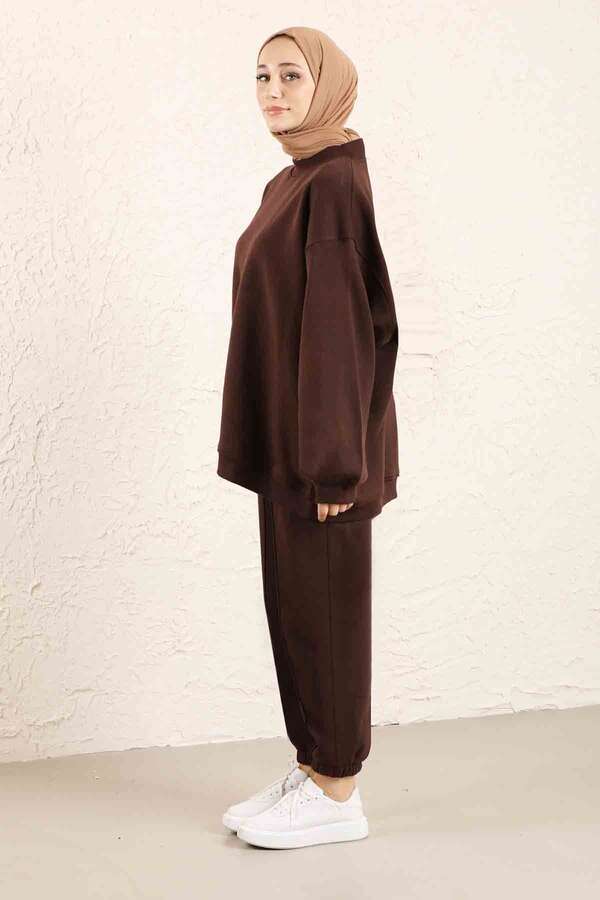 Oversize Plain Sweat Brown - 4