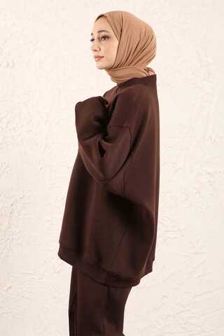 Oversize Plain Sweat Brown - 5