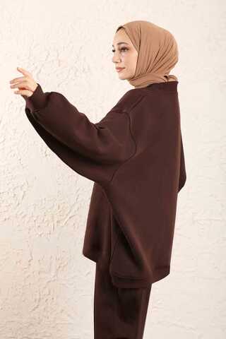Oversize Plain Sweat Brown - 6