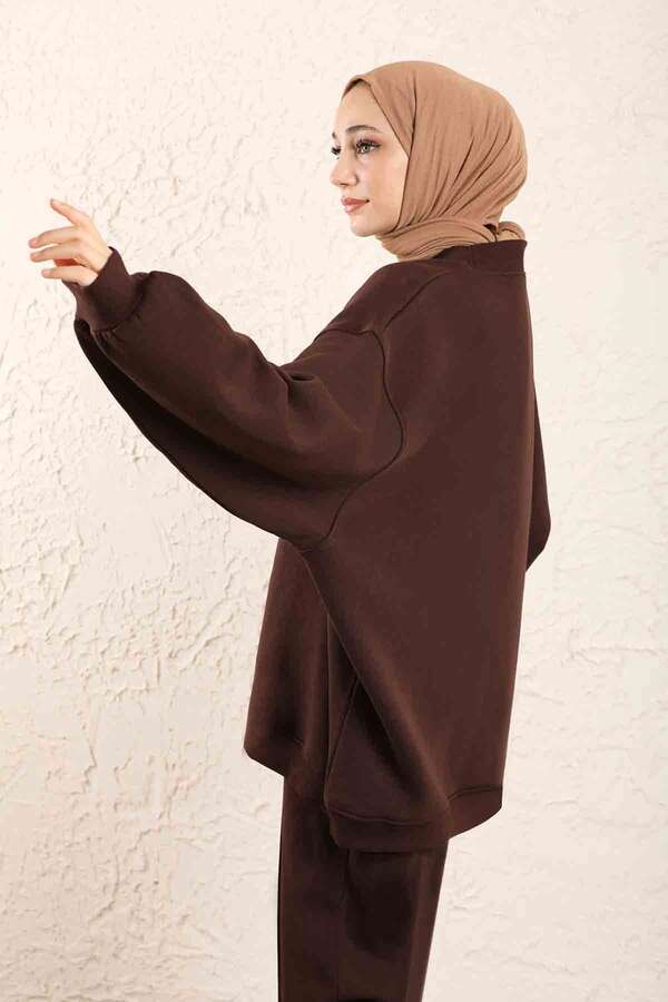 Oversize Plain Sweat Brown - 6