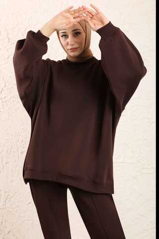 Oversize Plain Sweat Brown - 8