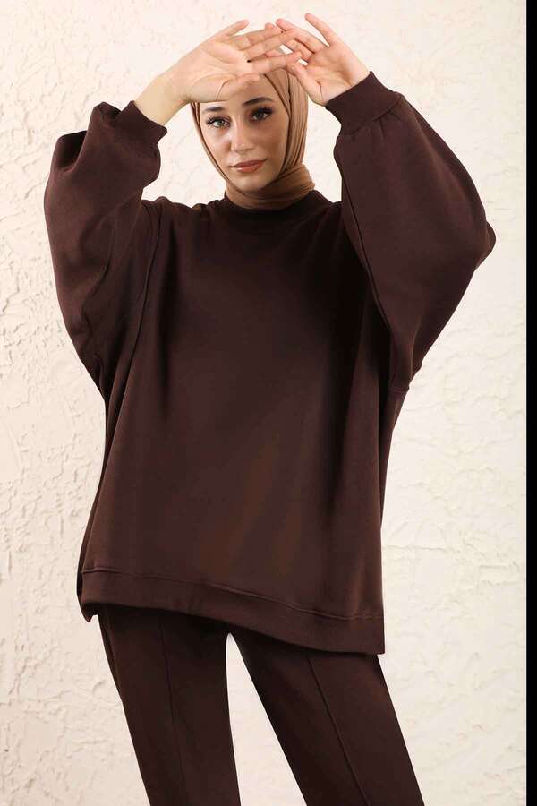 Oversize Plain Sweat Brown - 8