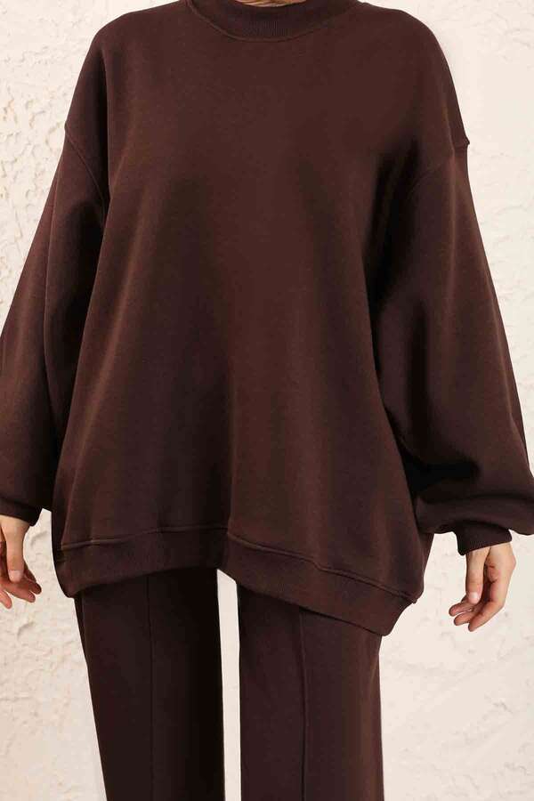 Oversize Plain Sweat Brown - 9