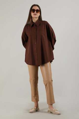 Oversize Pocket Shirt Brown - 1