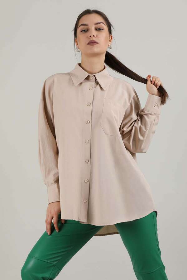 Oversize Pocket Shirt Cream - 4