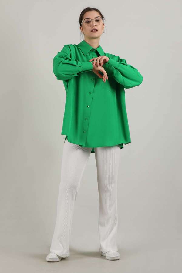 Oversize Pocket Shirt Green - 1