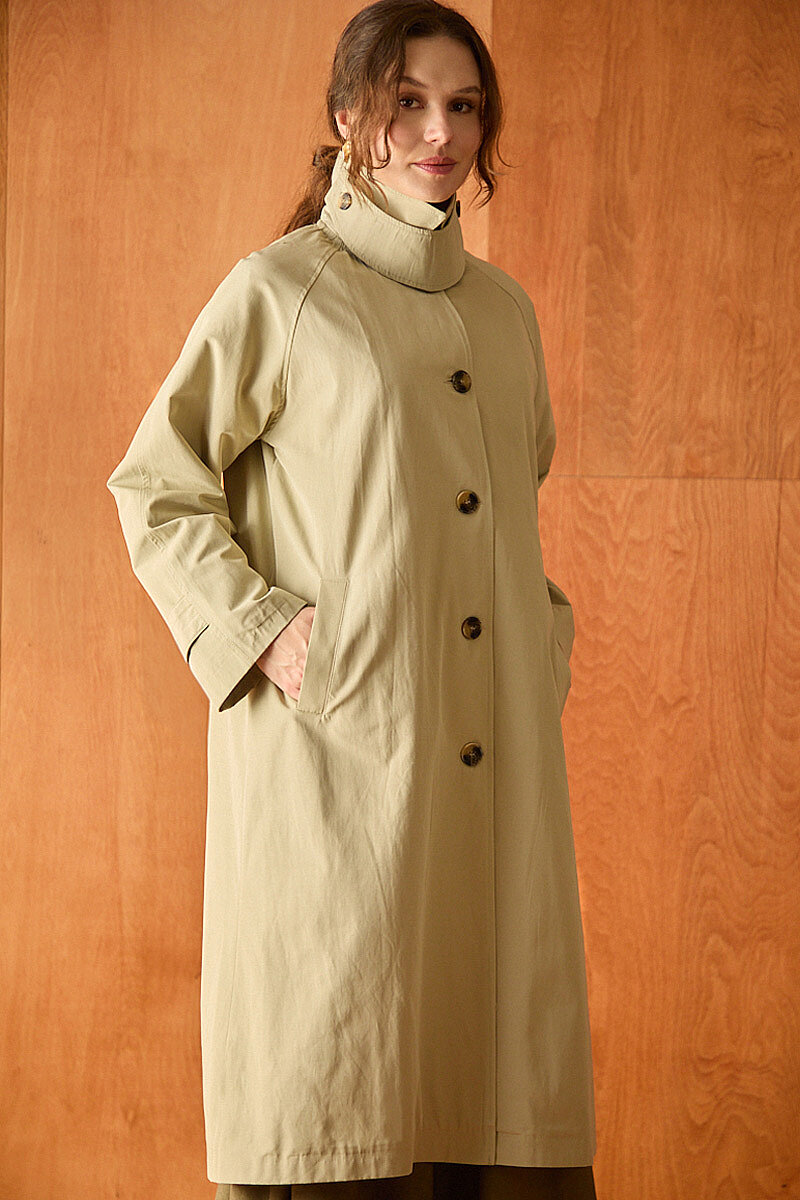 Boyun Bantlı Trençkot Taş - 6