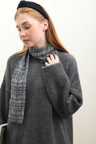 Oversize Ribanalı Kazak Antrasit - 5