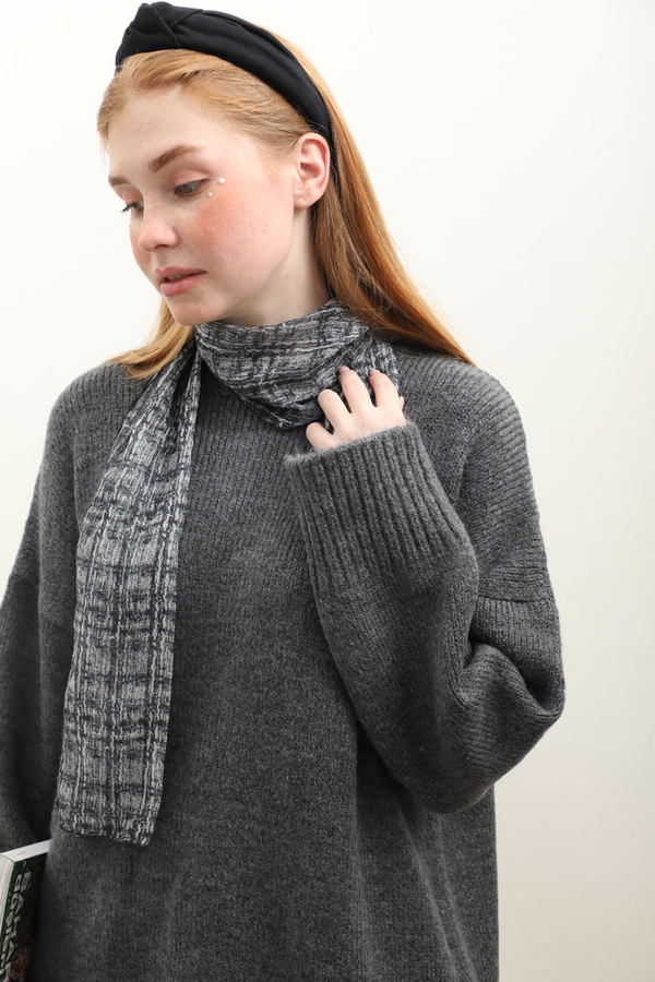 Oversize Ribanalı Kazak Antrasit - 5