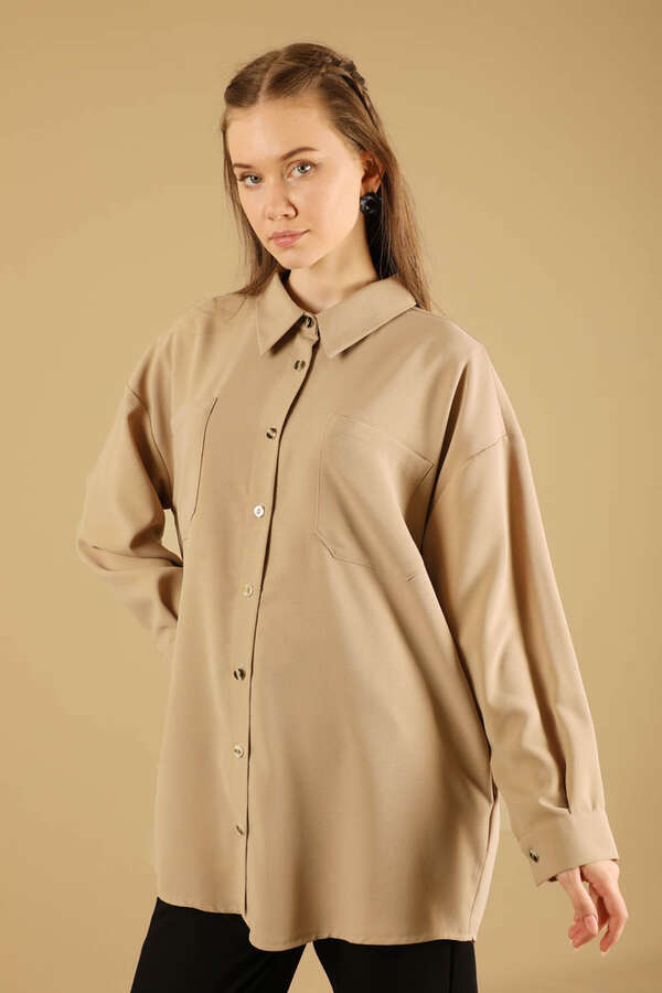 Oversize Shirt Beige - 2