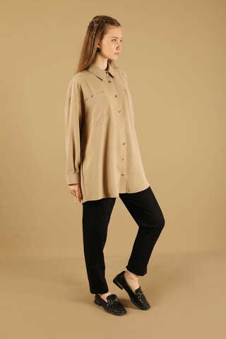 Oversize Shirt Beige - 3