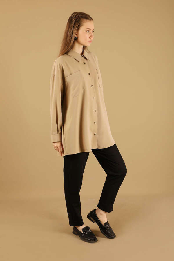 Oversize Shirt Beige - 3