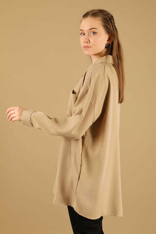 Oversize Shirt Beige - 4