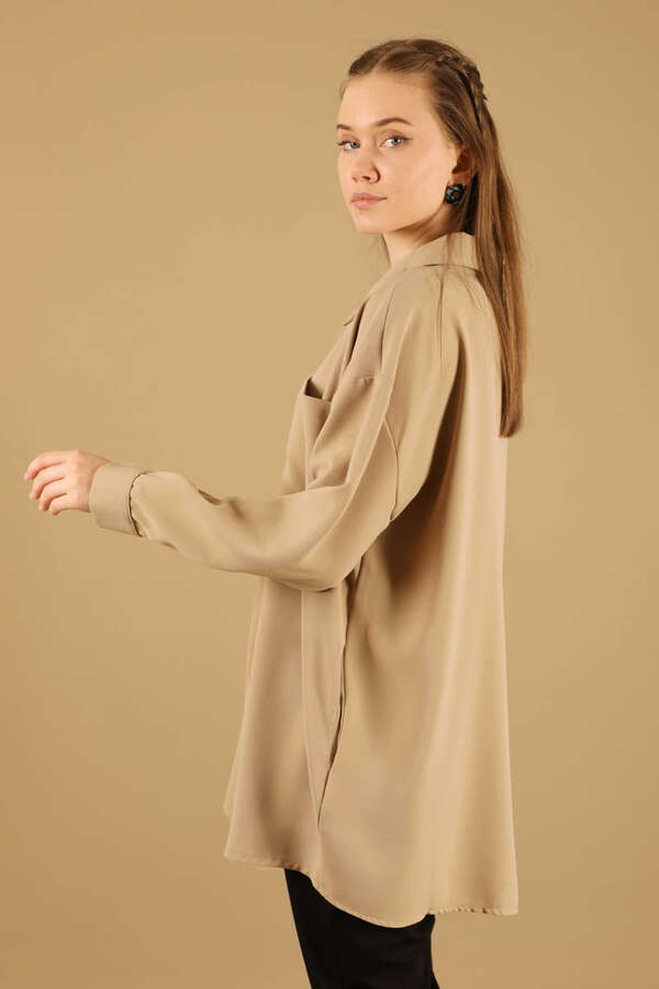 Oversize Shirt Beige - 4