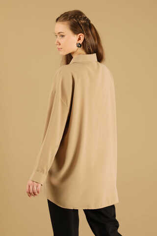 Oversize Shirt Beige - 5