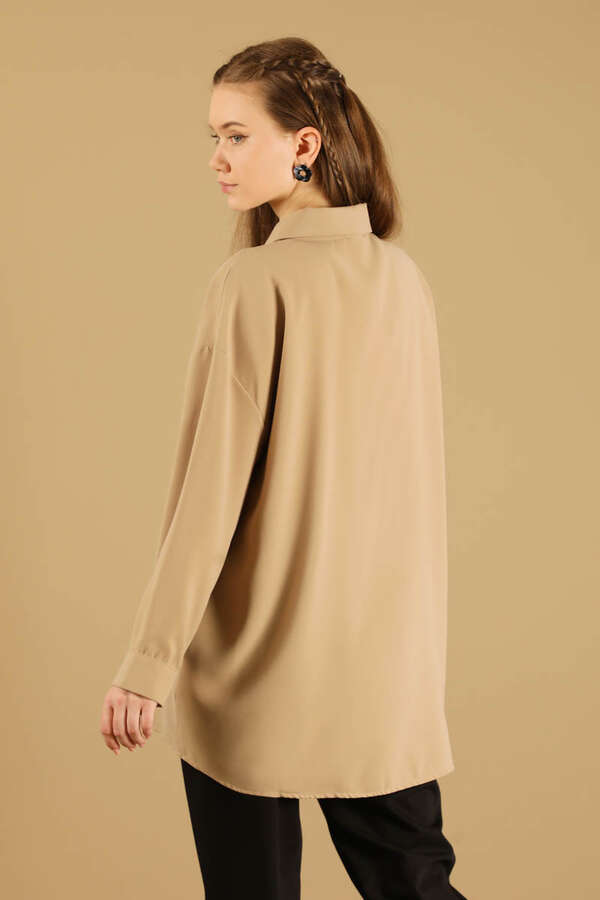 Oversize Shirt Beige - 5
