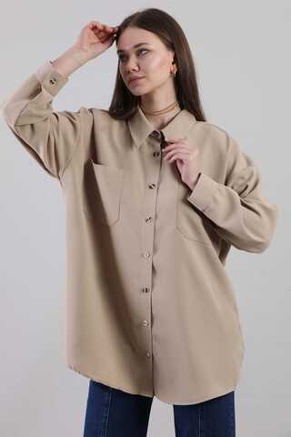 Oversized Shirt Camel - 1