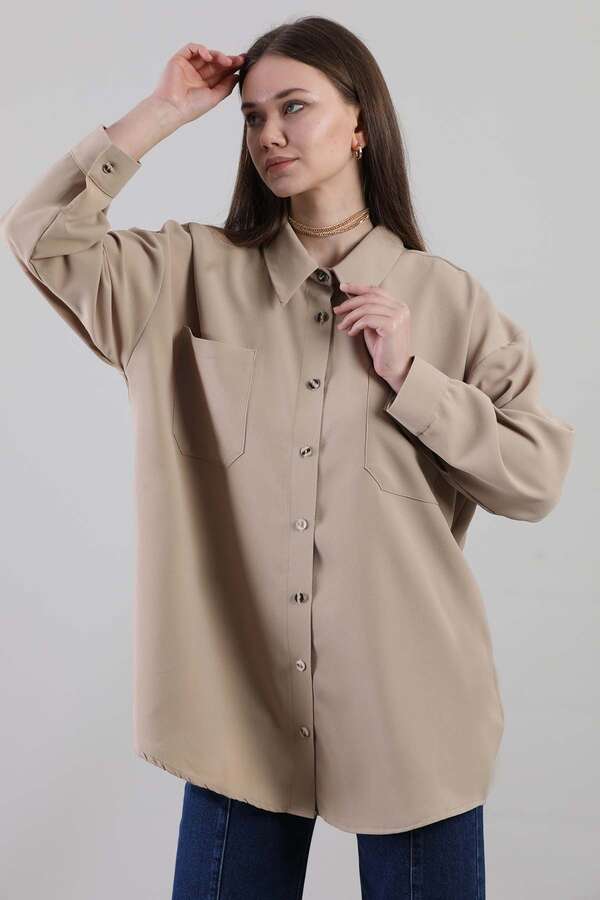 Oversized Shirt Camel - 1