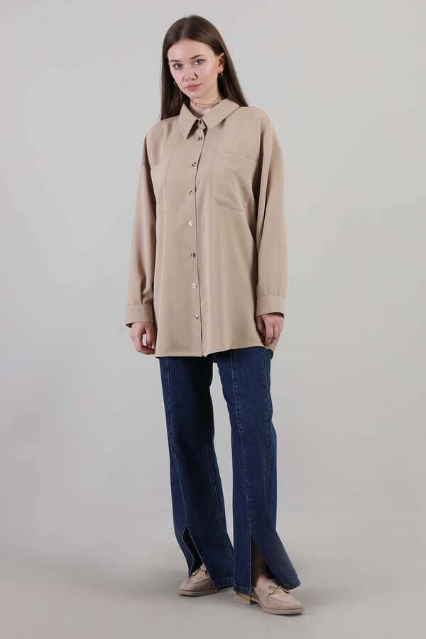 Oversized Shirt Camel - 2