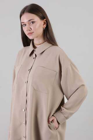 Oversized Shirt Camel - 3