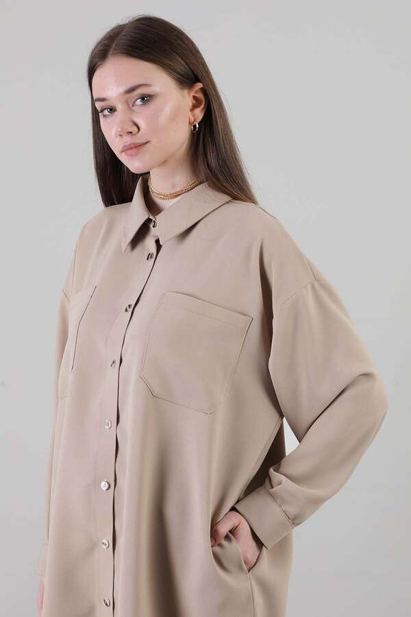 Oversized Shirt Camel - 3
