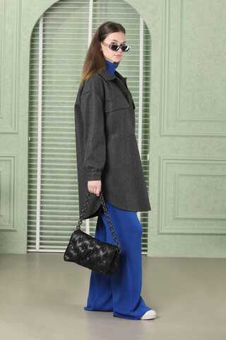 Oversize Shirt Jacket Anthracite - 2