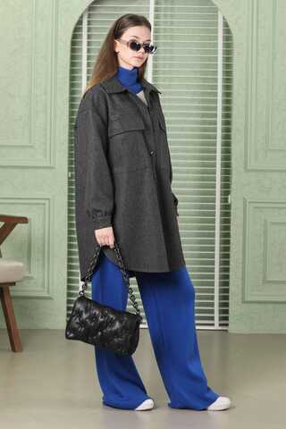 Oversize Shirt Jacket Anthracite - 3