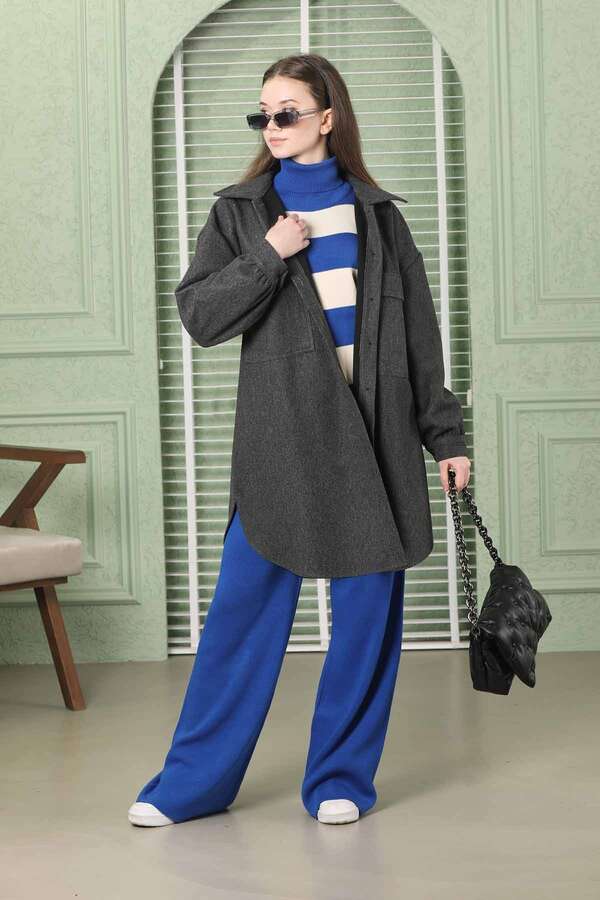 Oversize Shirt Jacket Anthracite - 5