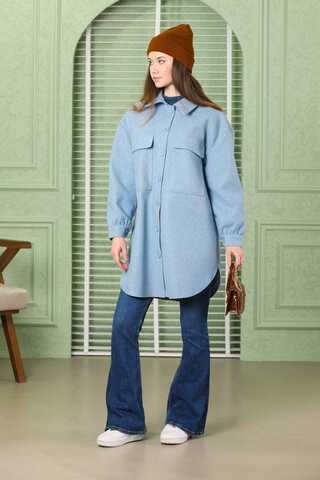 Oversize Shirt Jacket Baby Blue - 7
