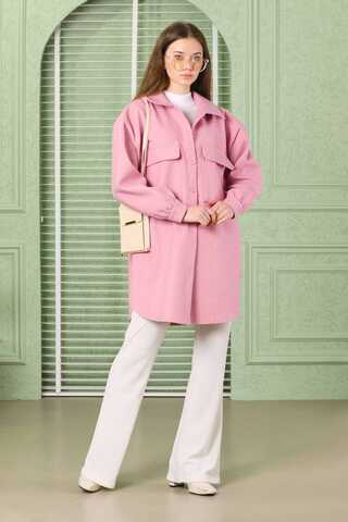 Oversize Shirt Jacket Pink - 1